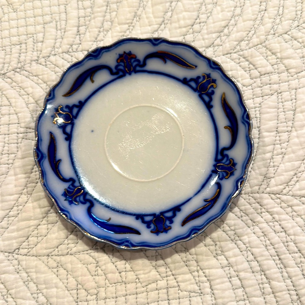 Lotus Saucer Plate by W.H. Grindley Flow Blue
